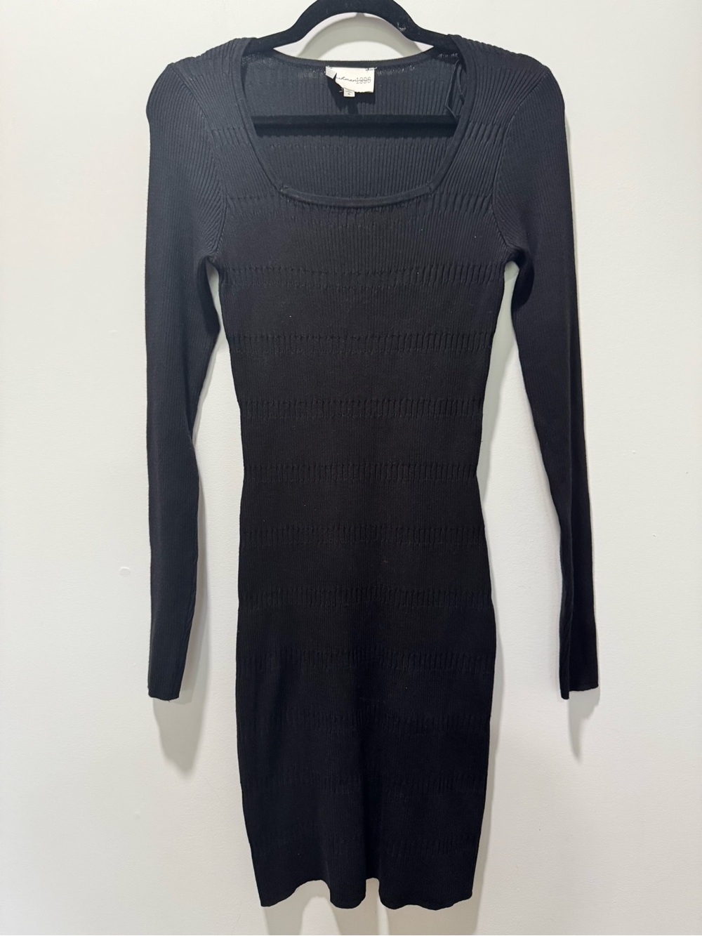 Freshman Black Ribbed Long-Sleeve Knit Dress | Good Used Condition